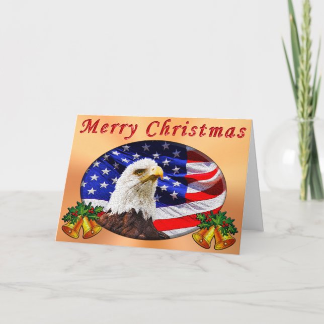 Cartão De Festividades Patriotic Christmas Cards YOUR MESSAGE or Ours (Frente)