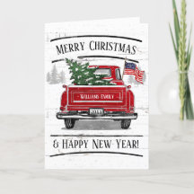 Patriotic Christmas Vintage Red Truck Flag Rustic