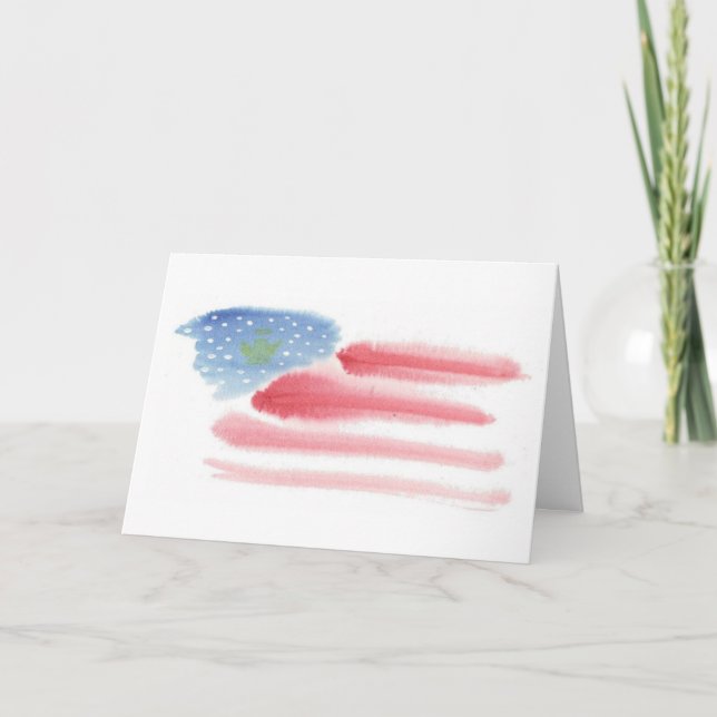 Cartão De Festividades Patriotic Flag & Angel Christmas Card - Customize (Frente)