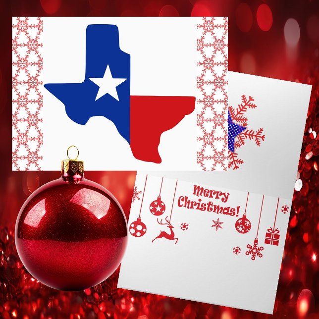 Cartão De Festividades Patriotic Texas Christmas Holiday Card (BIG BOLD - Texas Style Patriotic - Red White & Blue - Lone Star State - Christmas Card)