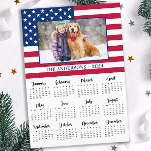 Cartão De Festividades Patriótica Americana de Foto Personalizada em 2024