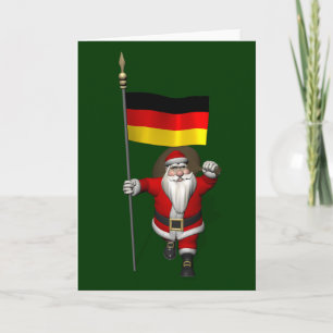 Cartão De Festividades Patriótico Papai Noel Com Alferes Da Alemanha