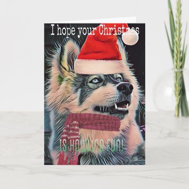 Cartão De Festividades Pawsome Husky Merry Christmas greeting card (Frente)