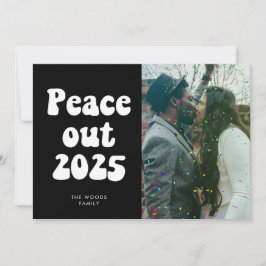 Cartão De Festividades Paz 2025 Retro Vintage Foto de Ano Novo Holida