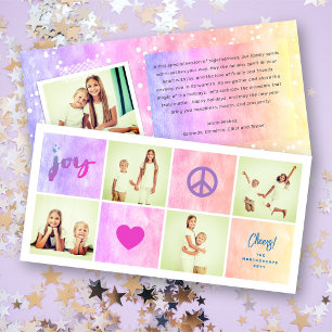 Cartão De Festividades Paz Alegria Amor Quadrados Coloridos Estiloso 4 Fo