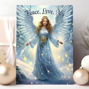 Cartão De Festividades Paz Amor Alegria Anjo Elegante Natal
