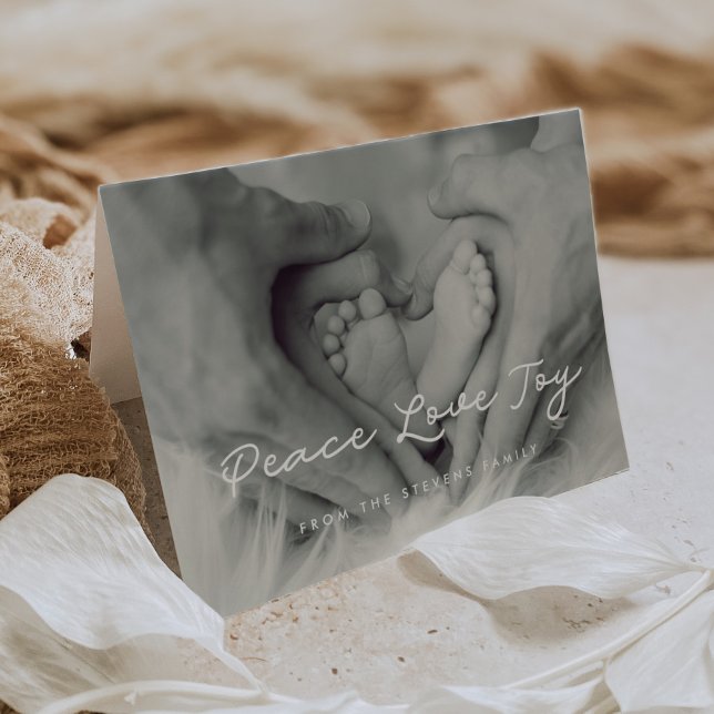 Cartão De Festividades Paz Amor Alegria Foto Elegante Simples (Criador carregado)