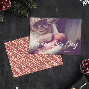 Cartão De Festividades Paz Amor Alegria Tipografia Moderna Foto