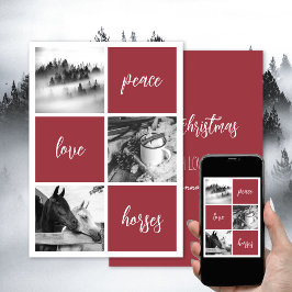 Cartão De Festividades Paz amor cavalos Amante de cavalos Natal Feriado