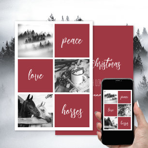 Cartão De Festividades Paz amor cavalos Amante de cavalos Natal Feriado