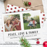 Cartão De Festividades Paz Amor e Família 2 Fotos<br><div class="desc">Cartão de férias paz,  amor e família apresenta 2 de suas fotos favoritas em tipografia moderna.</div>