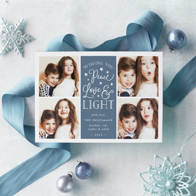 Cartão De Festividades Paz, Amor e Luz | Foto de Hanukkah (Criador carregado)