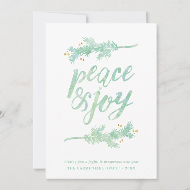 Cartão De Festividades Paz da empresa e Natal alegre sem fotos de Natal (Frente)