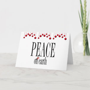 Cartão De Festividades Paz de Natal na Terra com Balas Vermelhas
