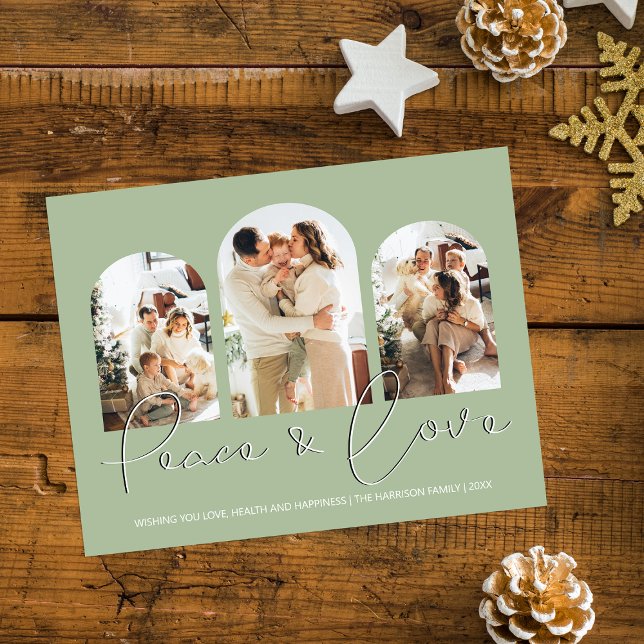 Cartão De Festividades Paz E Amor | Feriado de Colagem de Fotografias Arc (Criador carregado)