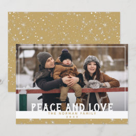 Cartão De Festividades Paz e Amor Goldenrod Winter Saudação Foto