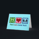 Cartão De Festividades Paz e Amor Trabalho Social<br><div class="desc">O Trabalho Social Peace Love está presente. Um presente de Natal bonito para assistentes sociais,  com uma família de mãos dadas ao lado de um sinal de paz e coração. Um bom design para serviços sociais.</div>