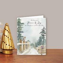 Cartão De Festividades Paz e Joy Woodland Caminho do País Natal