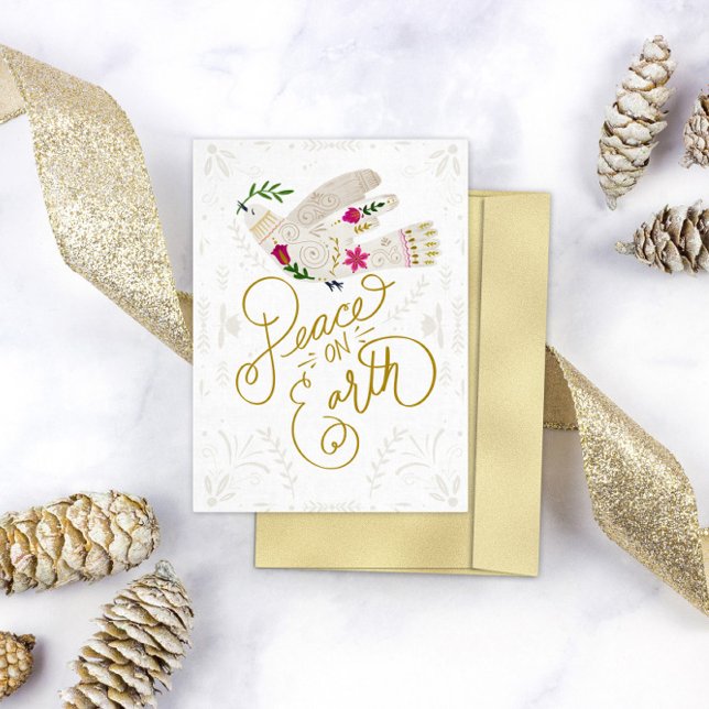 Cartão De Festividades Paz Elegante Na Terra Pombo Feriado (Criador carregado)