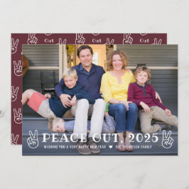 Cartão De Festividades Paz fora 2025 Merlot Feliz Ano Novo Foto engraçada