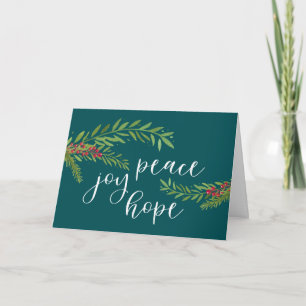 Cartão De Festividades Paz Joy Hope Watercolor Foliage Natal