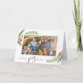 Cartão De Festividades Paz Joy Hope Watercolor Pine Foto de Natal