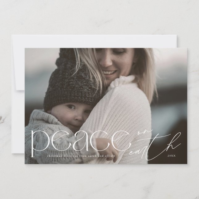 Cartão De Festividades Paz Moderna na Terra Grande Foto Religiosa (Frente)