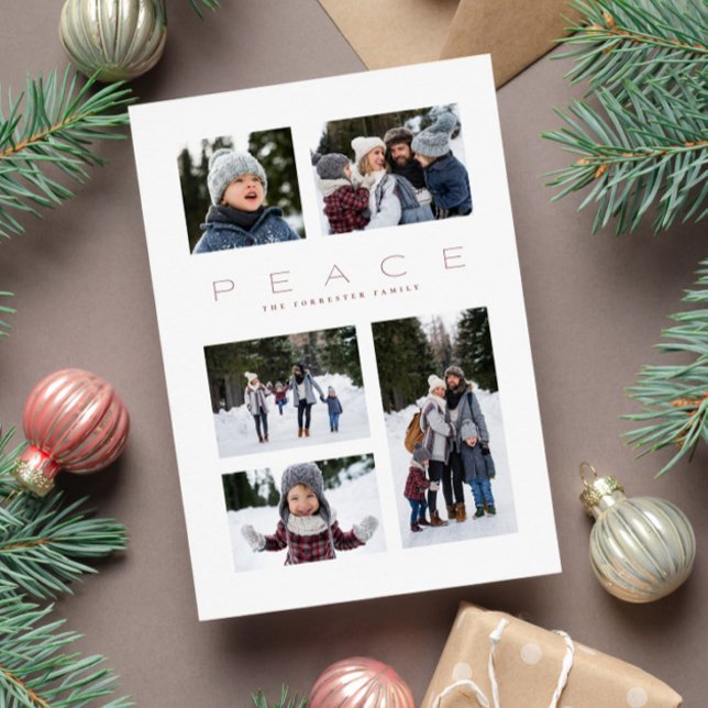 Cartão De Festividades Paz moderno minimal 5 foto Natal (Criador carregado)