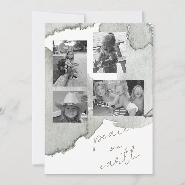 Cartão De Festividades Paz na Colagem Terra B/W Foto II (Frente)