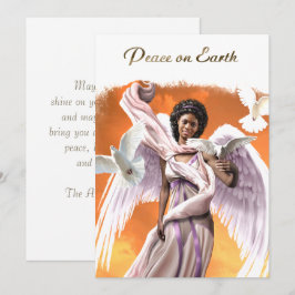 Cartão De Festividades Paz na Terra. Afro-Americano Angel Christmas