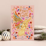 Cartão De Festividades Paz na Terra Dove Arte Folar Floral Rosa<br><div class="desc">A nossa carta de Natal "Paz na Terra" inspira-se na beleza e estilo da arte popular escandinava, mas com uma nuvem e moderna. Nossa design transmite um mundo de esperança, amor e Paz representado através da arte, imagem e cor. Contrastes profundos são combinados com alegres cores brilhantes de vermelho, amarelo,...</div>