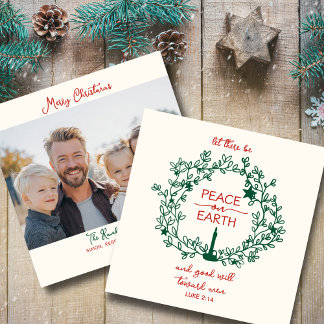 Cartão De Festividades Paz na Terra Escritura Desenhada à Mão Coroa Foto