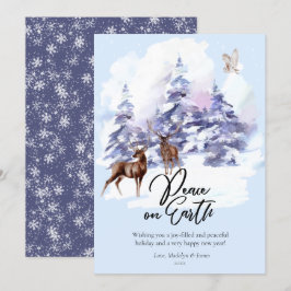 Cartão De Festividades Paz na Terra Floresta Florestal Aquarela 