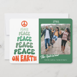 Cartão De Festividades Paz na Terra Fonte Retro Personalizada Foto Feriad