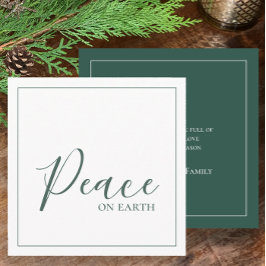 Cartão De Festividades Paz na Terra | Moderno Simples Verde Personalizado