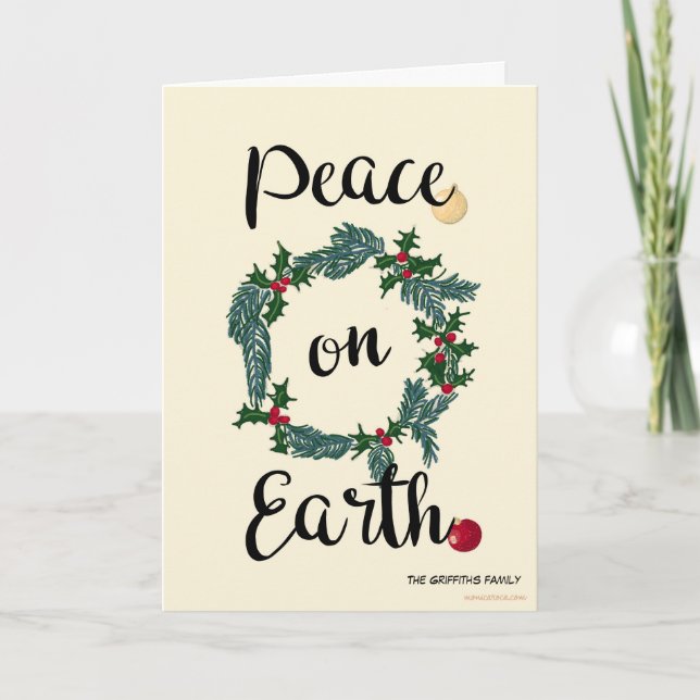 Cartão De Festividades Paz na Terra. Personalizável (Frente)