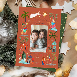 Cartão De Festividades Paz na Terra Três Homens Sábios Terrenos no Natal