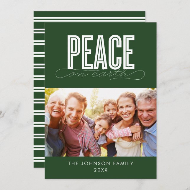 CARTÃO DE FESTIVIDADES PAZ NO NATAL DA FOTO DA FAMÍLIA TERRESTRE (Frente/Verso)