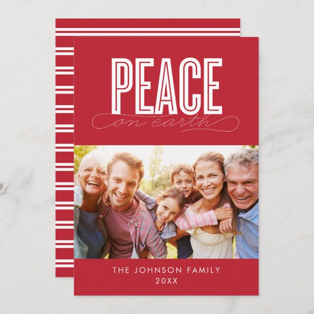 CARTÃO DE FESTIVIDADES PAZ NO NATAL DA FOTO DA FAMÍLIA TERRESTRE (Frente/Verso)