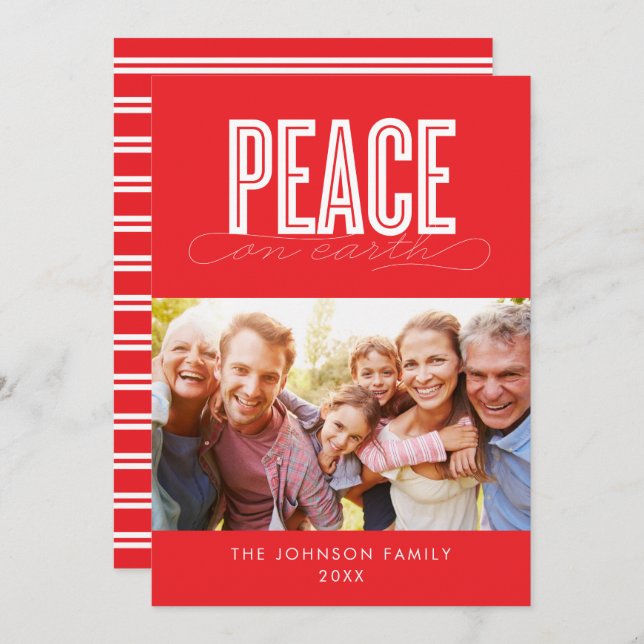 CARTÃO DE FESTIVIDADES PAZ NO NATAL DA FOTO DA FAMÍLIA TERRESTRE (Frente/Verso)