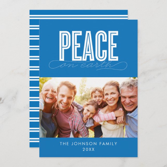 CARTÃO DE FESTIVIDADES PAZ NO NATAL DA FOTO DA FAMÍLIA TERRESTRE (Frente/Verso)