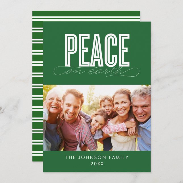 CARTÃO DE FESTIVIDADES PAZ NO NATAL DA FOTO DA FAMÍLIA TERRESTRE (Frente/Verso)