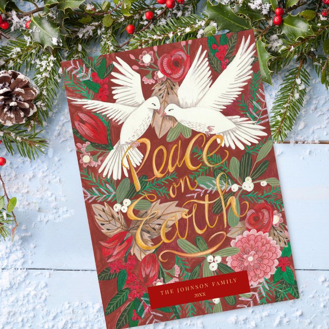 Cartão De Festividades Paz no Natal da Terra (Peace On Earth Photo Christmas Holiday Card)