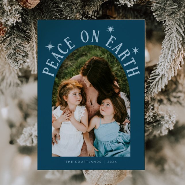 Cartão De Festividades Paz No Terreno Foto Teal Natal (Criador carregado)