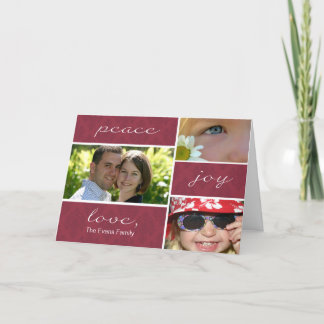 Cartão De Festividades Peace and Joy Folded Holiday Card-burgundy