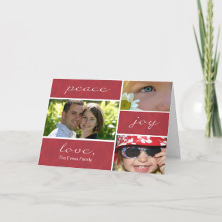Cartão De Festividades Peace and Joy Folded Holiday Card-red
