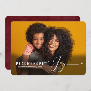 Cartão De Festividades Peace Hope Joy Foto de Natal