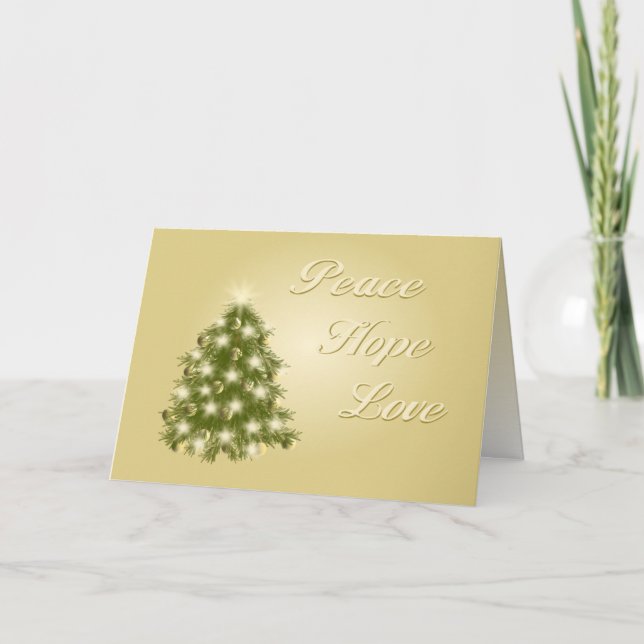 Cartão De Festividades Peace, Hope, Love Christmas Card (Frente)