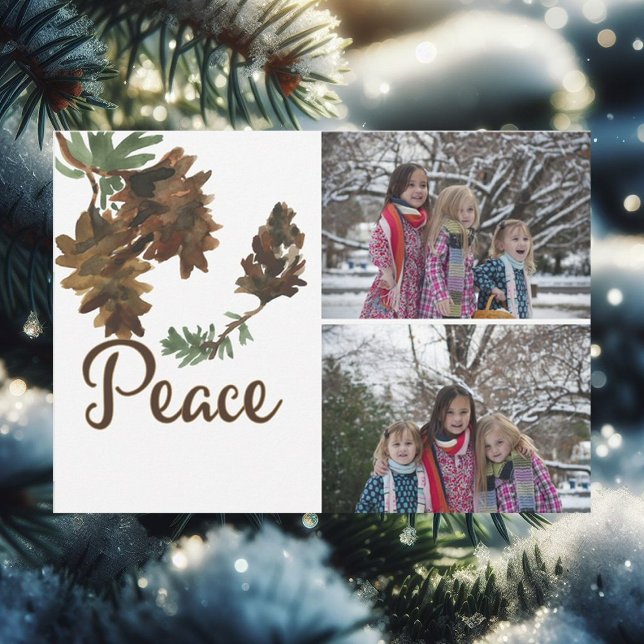 Cartão De Festividades Peace in Nature Christmas Holiday 2 Photos Card (Criador carregado)