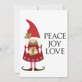 Cartão De Festividades Peace Joy Love Girl Gnome personalizável